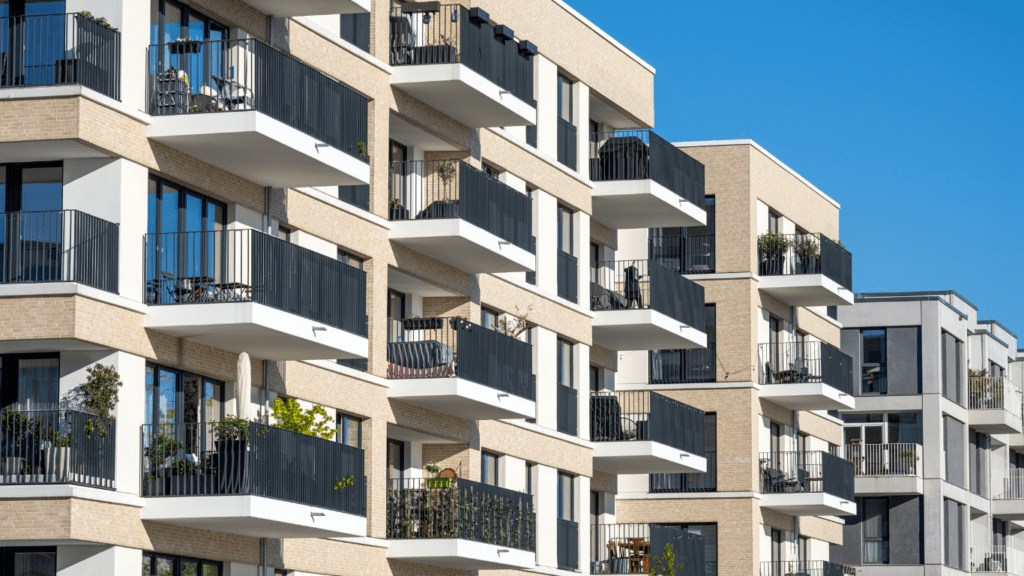 an apartment building with balconies and balconies